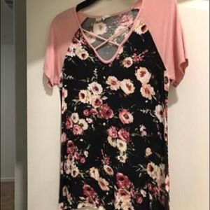 Pinkblush maternity cross dross floral top